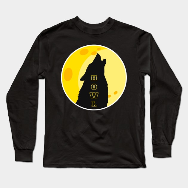 Lonely Howling Wolf Long Sleeve T-Shirt by P2CPOD